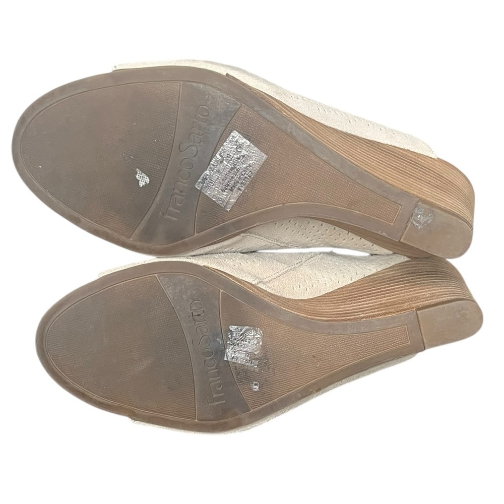 FRANCO SARTO‎ Yvette2 Cream Suede Perforated Slip On Wedge Mule Sandal Size 10 - Picture 7 of 7